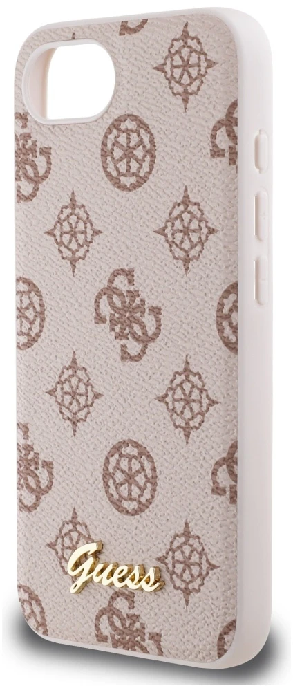 Guess Peony Script logotipas MagSafe iPhone 16e dėklas – rudas