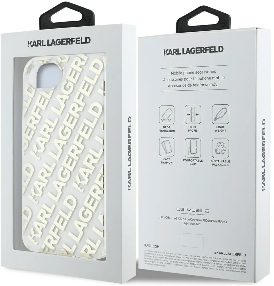 Karl Lagerfeld IML Repeat Logo iPhone 16e dėklas – auksinis