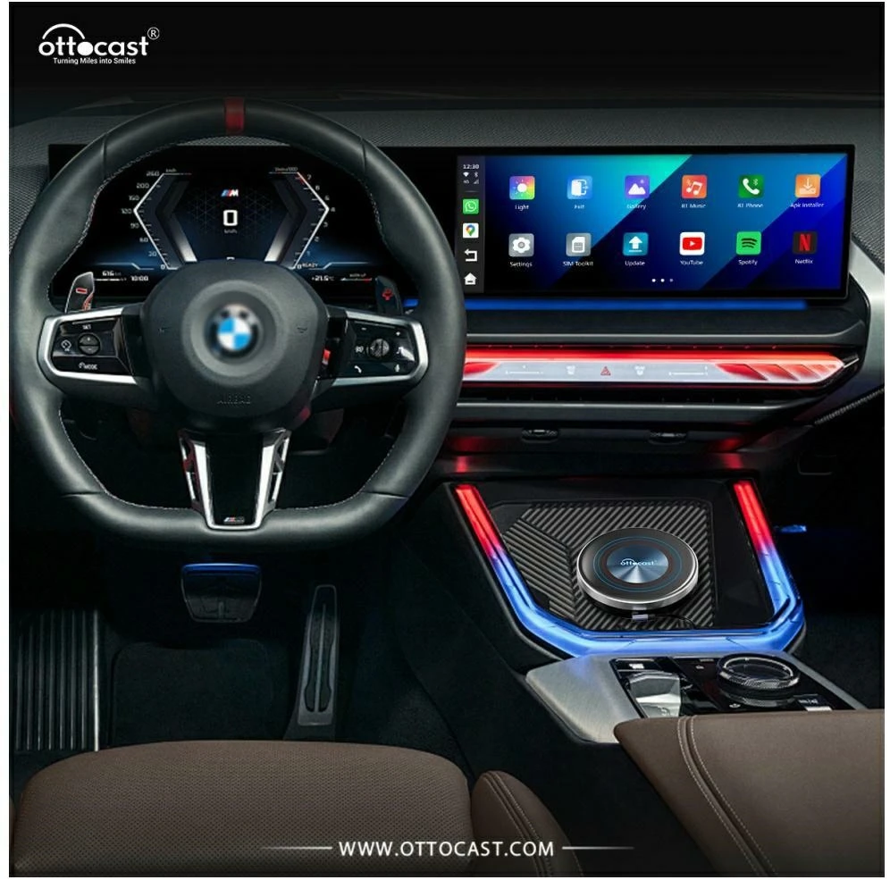 Automagnetola Ottocast PCS46-BM automobilinis adapteris OttoAibox i3 128GB Android daugialypės terpės dėžutė juodas