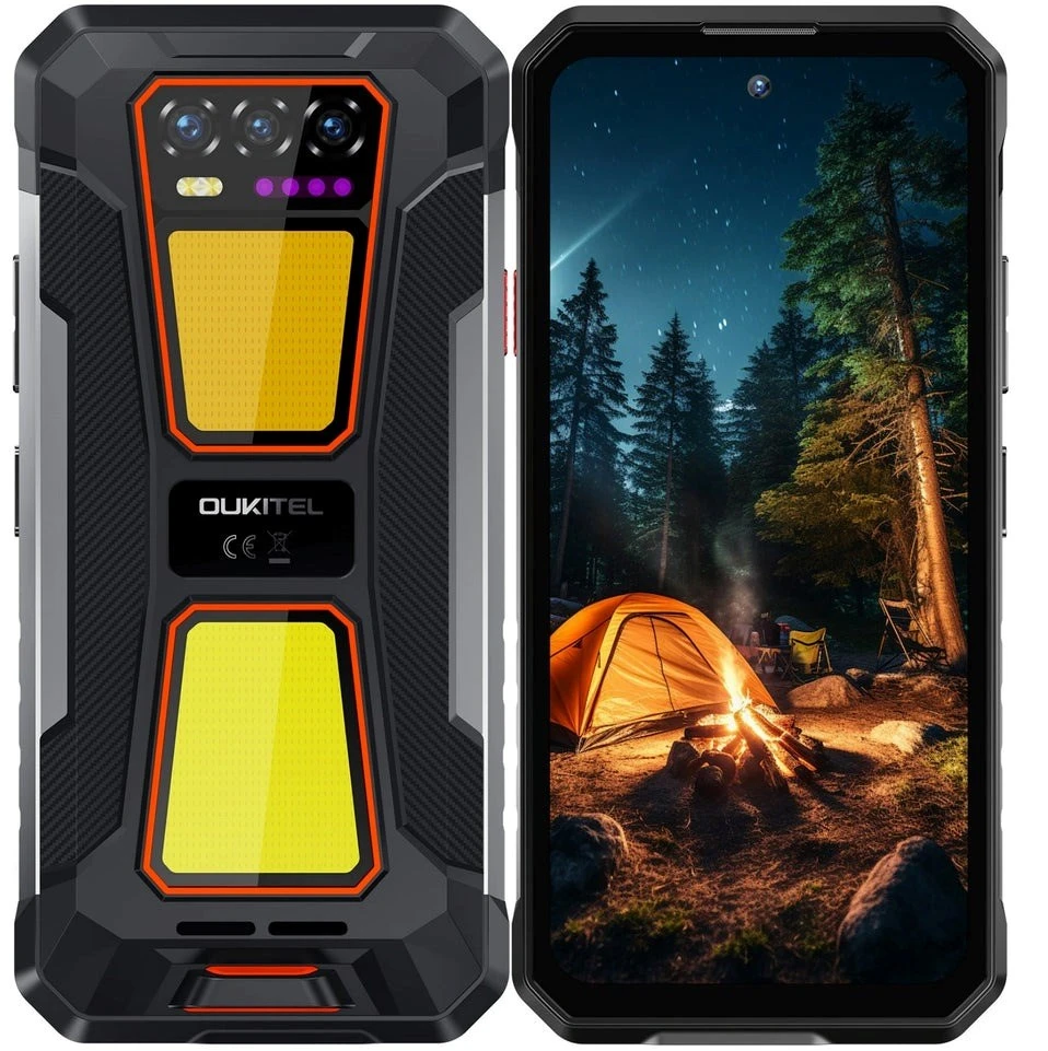 Oukitel WP58 Pro 6,7″ Išmanusis telefonas Dual SIM Android 15 5G USB Type-C 8 GB 512 GB 10000 mAh Juodas, oranžinis