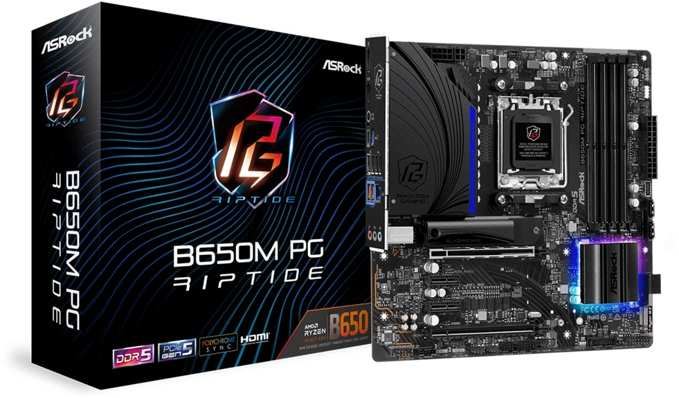 Pagrindinė plokštė ASRock B650M PG Riptide, AM5, DDR5