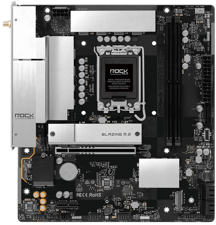 Pagrindinė plokštė Asrock B860M Rock WiFi Intel B860 LGA 1851 (Socket V1) „micro ATX“