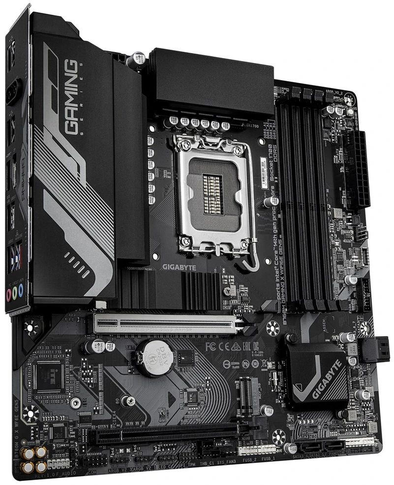Pagrindinė plokštė „Gigabyte B760M GAMING X WIFI6E GEN5“ | Procesorių šeima „Intel“ | Procesoriaus lizdas LGA1700 | DDR5 | Palaikomos kietojo disko sąsajos SATA, M.2 | SATA jungčių skaičius: 4