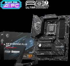 Pagrindinė plokštė MSI X870E GAMING PLUS WIFI | Procesorių šeima AMD | Procesoriaus lizdas AM5 | DDR5 UDIMM | Palaikomos standžiojo disko sąsajos SATA, M.2 | SATA jungčių skaičius 4