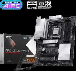Pagrindinė plokštė MSI PRO X870E-P WIFI | Procesorių šeima AMD | Procesoriaus lizdas AM5 | DDR5 UDIMM | Palaikomos standžiojo disko sąsajos SATA, M.2 | SATA jungčių skaičius 4