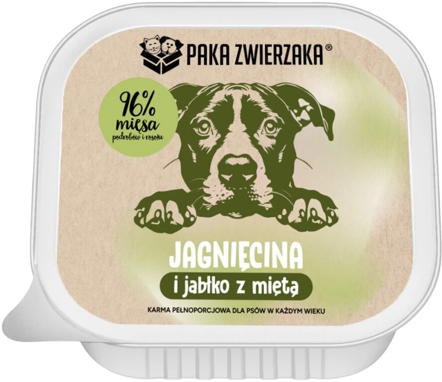 PAKA ZWIERZAKA ėriena and apple with mint Mono – drėgnas ėdalas šunims – 150g