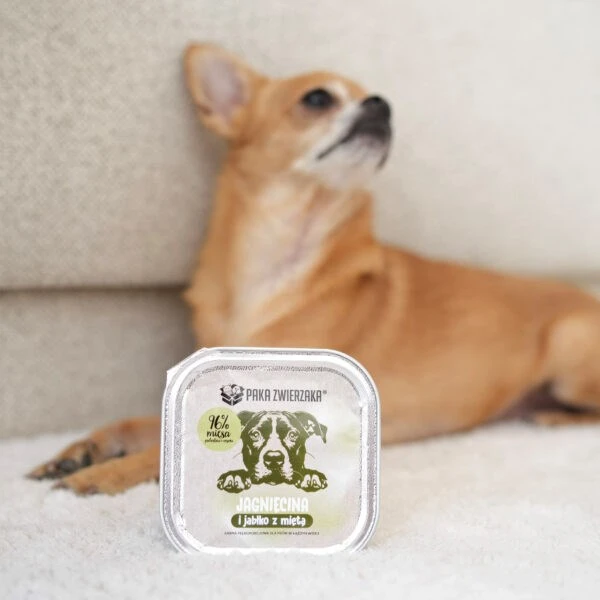 PAKA ZWIERZAKA ėriena and apple with mint Mono – drėgnas ėdalas šunims – 150g