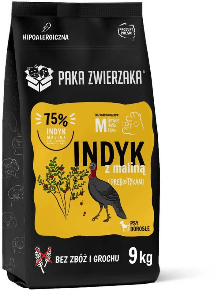 PAKA ZWIERZAKA kalakutiena su avietėmis M - sausas šunų ėdalas - 9kg