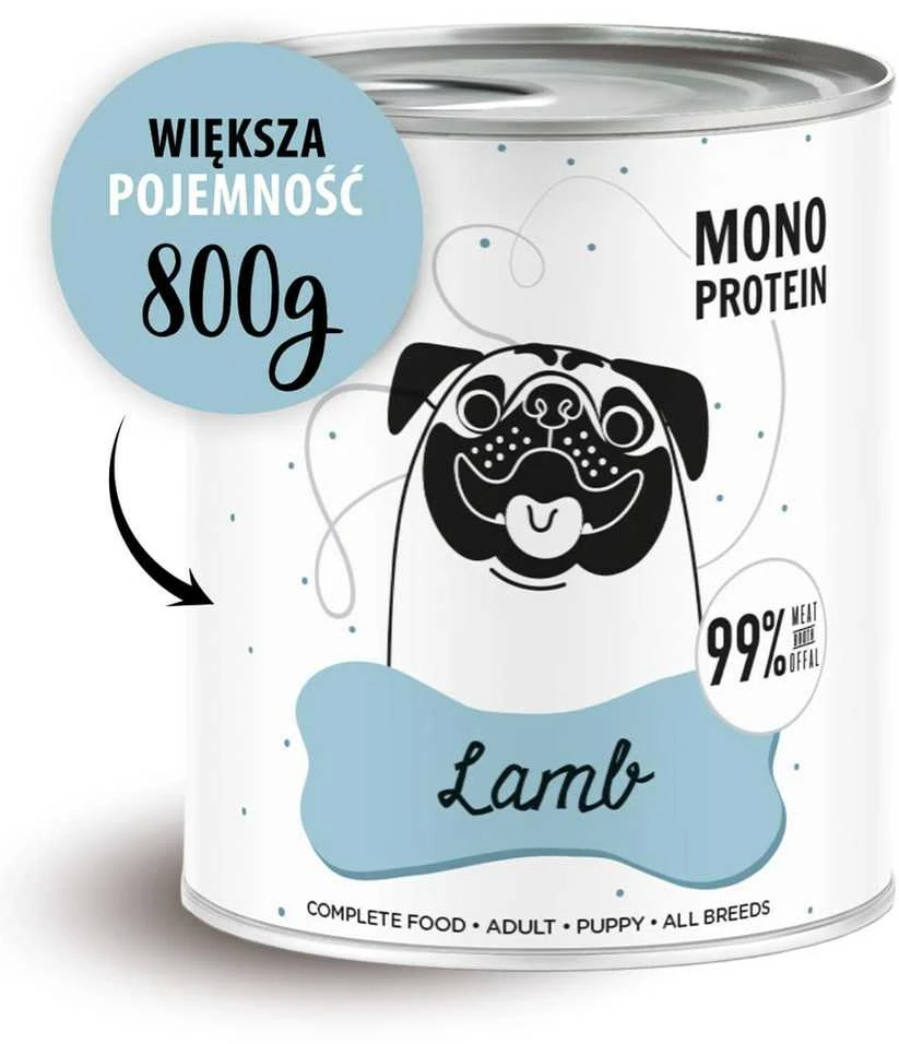Šunų Maistas - PAKA ZWIERZAKA Pepe Avienos Drėgnas Maistas 800g Visoms Veislėms