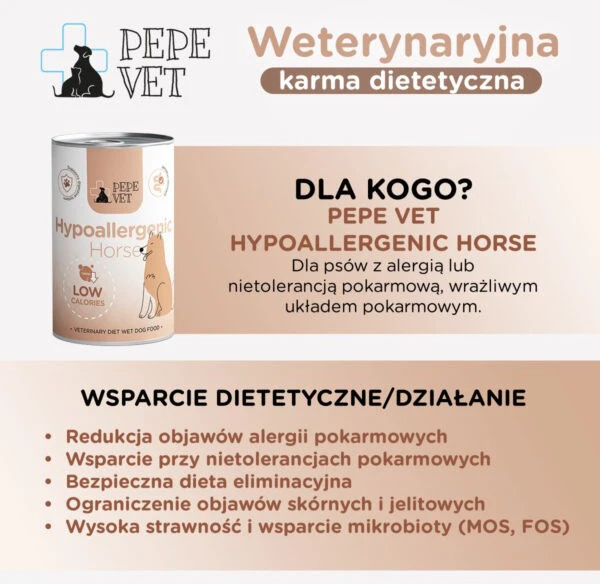 PAKA ZWIERZAKA Pepe Vet Hypoallergenic Horse – drėgnas ėdalas šunims – 400g