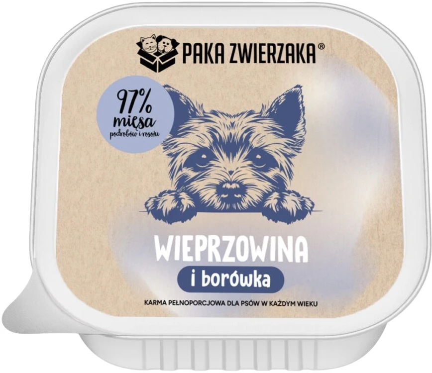 PAKA ZWIERZAKA Pork with blueberries Mono – drėgnas ėdalas šunims – 150g