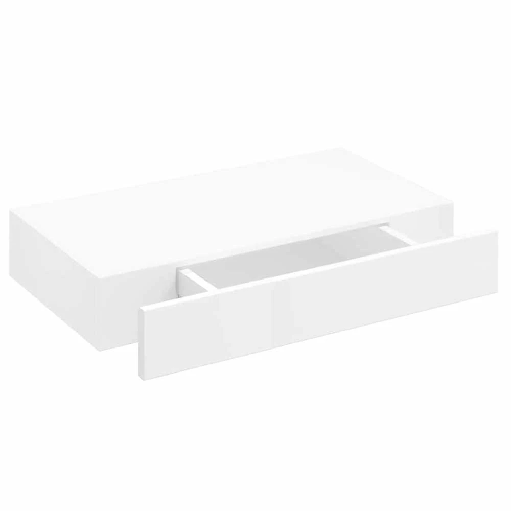 Pakabin. sien. lentynos su stalčiais, 2vnt., baltos, 48cm