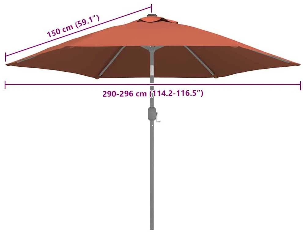 Pakaitinis audinys lauko skėčiui nuo saulės, terakota, 300cm