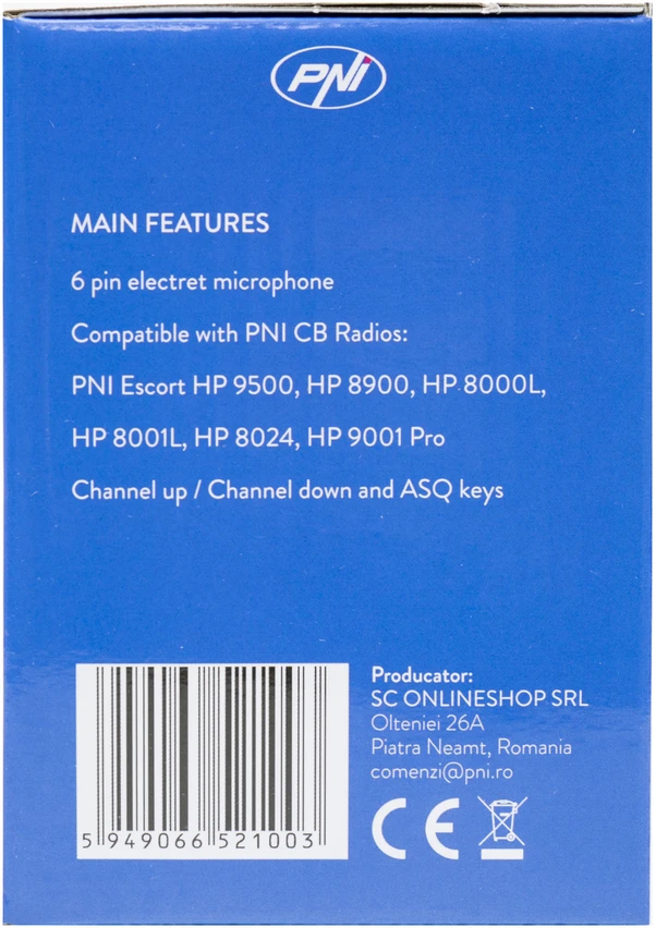 Pakaitinis mikrofonas CB PNI Escort HP 9500, HP 8900, HP 8000L radijo stotelei