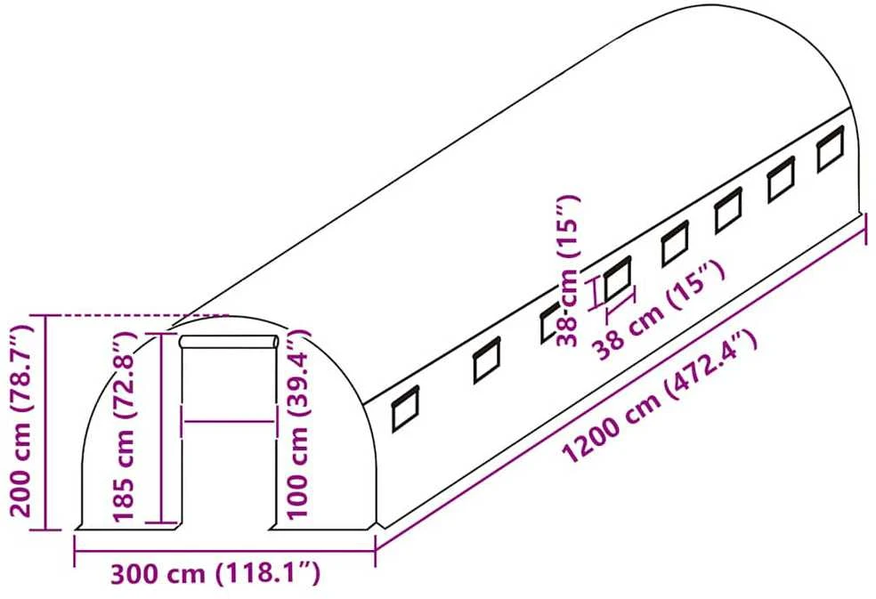 Pakaitinis šiltnamio apdangalas (36m²), skaidrus, 3x12x2m