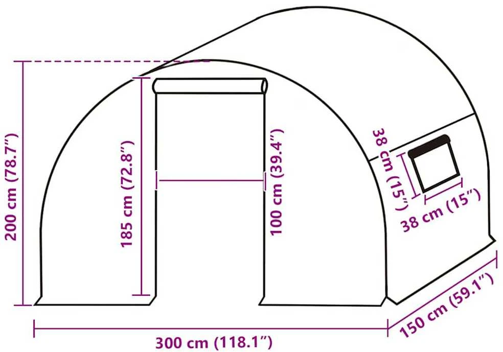 Pakaitinis šiltnamio apdangalas (4,5m²), skaidrus, 3x1,5x2m