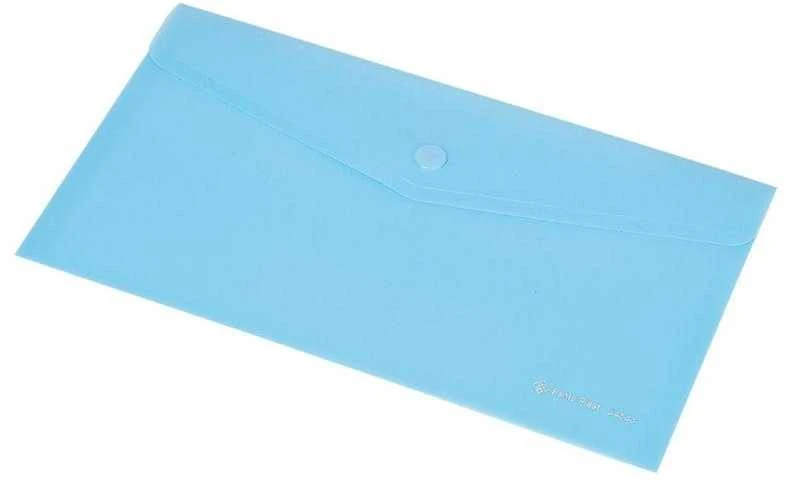 Aplankas-vokas Panta Plast, Focus, DL 138x250mm, horizontalus, su spaustuku, mėlynos spalvos