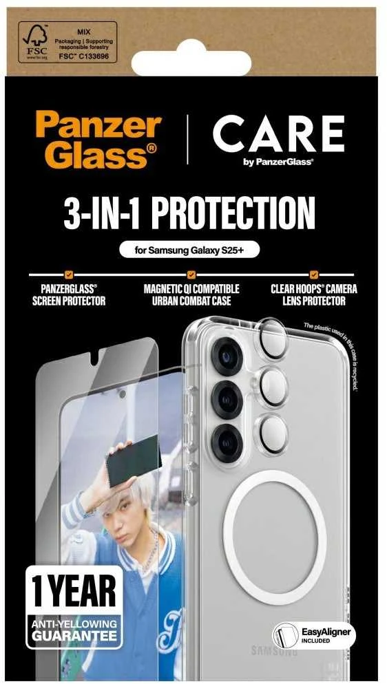 Panzer Glass Apsauginis rinkinys CARE by PanzerGlass Flagship 3in1 Dėklas+Ekrano apsauga+Kameros apsauga Samsung Galaxy S25 Plus