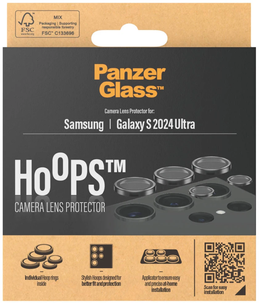 Panzer Glass PanzerGlass Hoops Optic Rings kameros apsauga, skirta Samsung Galaxy S24 Ultra – juoda