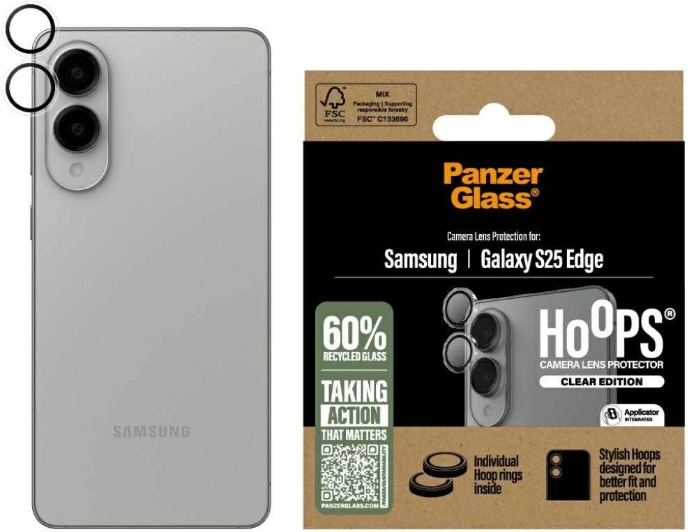 Panzer Glass Apsauginis stiklas Camera Lens Protector PanzerGlass Hoops skirtas Samsung Galaxy S25 Edge Transparent