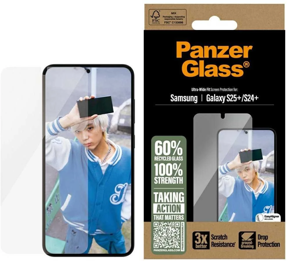 Panzer Glass PanzerGlass ekrano apsauga Samsung Galaxy S25 Plus itin plataus kampo, permatoma