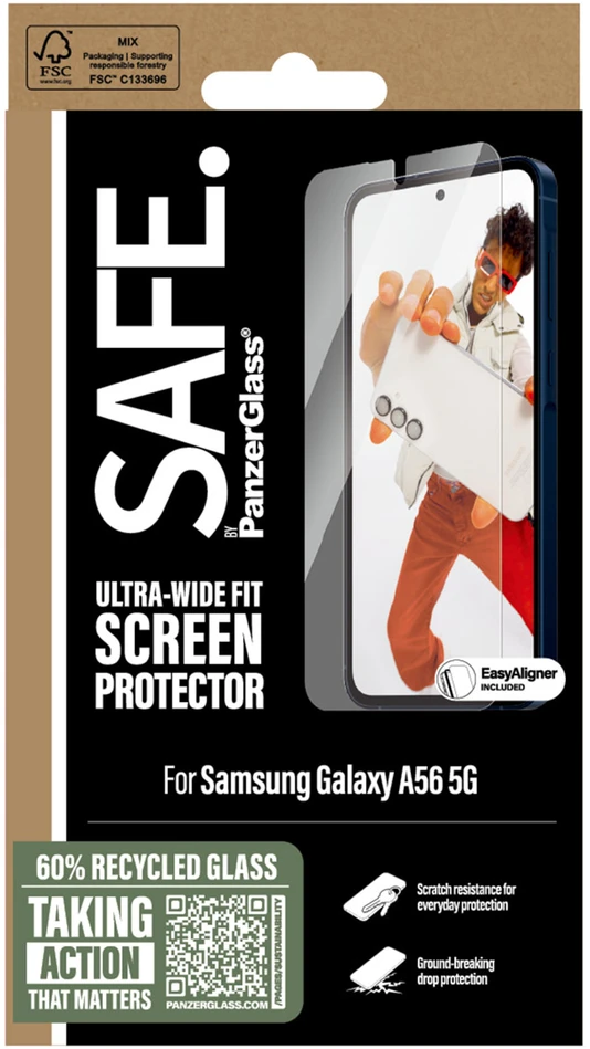 Panzer Glass SAFE by PanzerGlass Ultra-Wide Fit ekrano apsauga su aplikatoriumi, skirta Samsung Galaxy A56