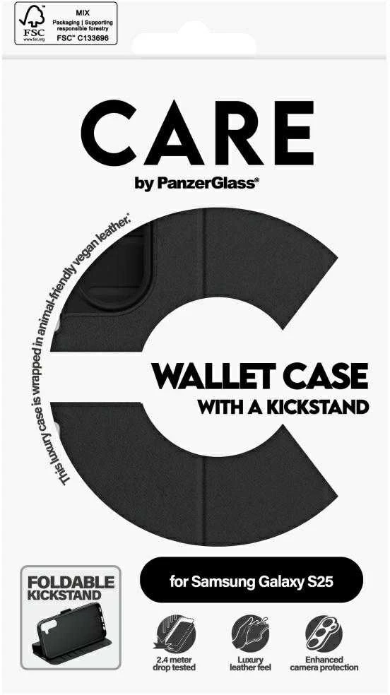 Panzer Glass CARE by PanzerGlass Feature Wallet Kickstand Samsung Galaxy S25 dėklas telefonui juodos spalvos