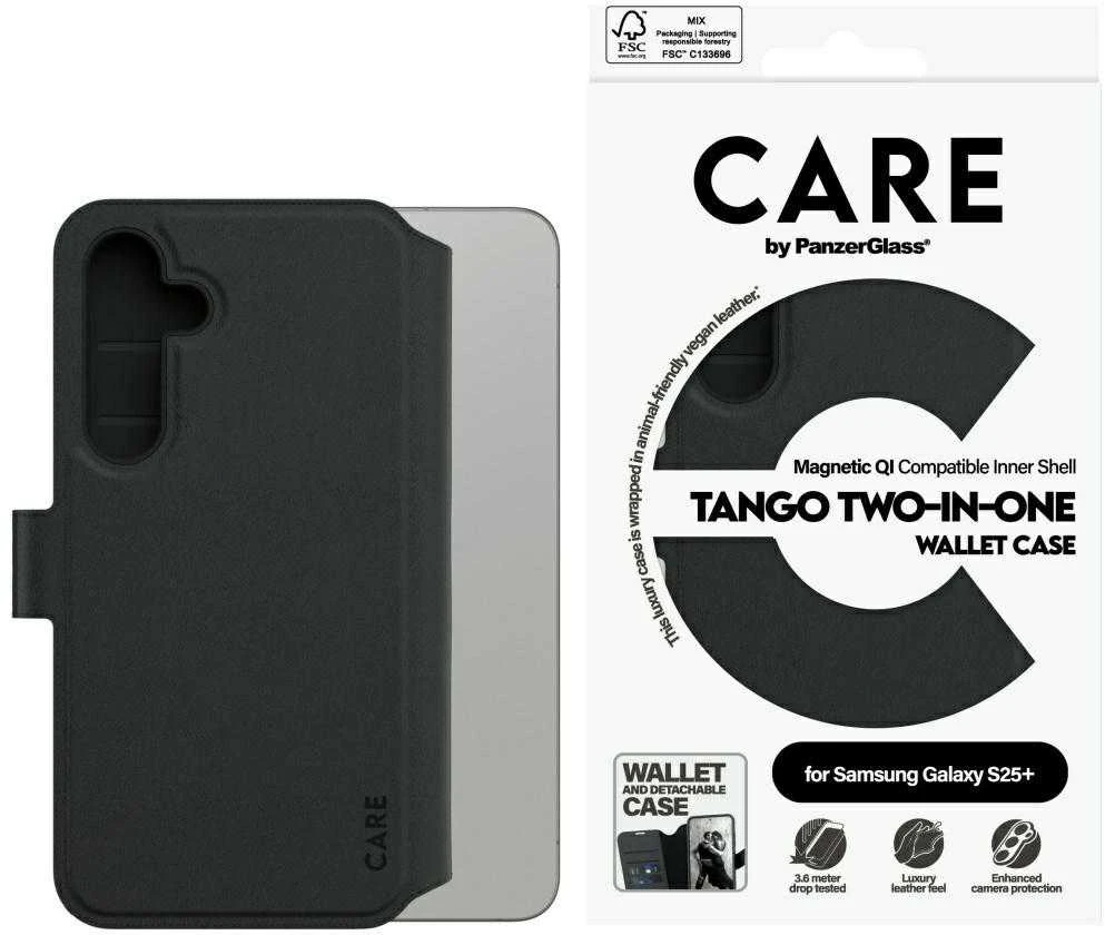 Dėklas Panzer Glass CARE by PanzerGlass Feature Case Tango Du viename piniginė Qi Suderinamas Samsung Galaxy S25 Plus, Juodas