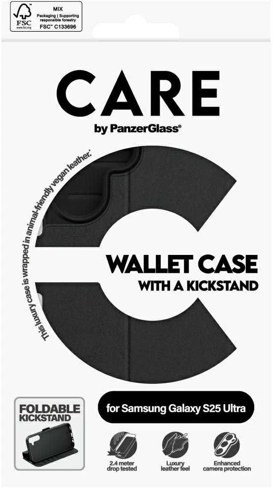 Panzer Glass CARE by PanzerGlass Feature Wallet Kickstand Samsung Galaxy S25 Ultra dėklas telefonui juodos spalvos