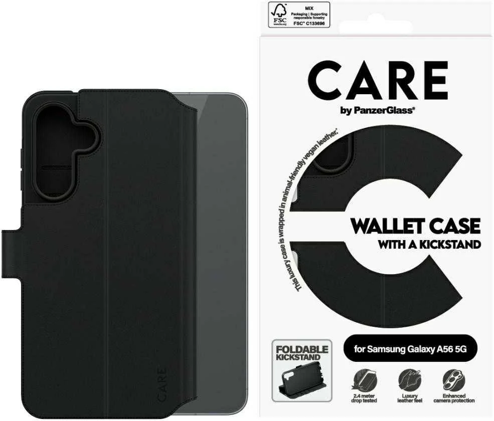 Panzer Glass CARE by PanzerGlass Feature Wallet Kickstand Samsung Galaxy A56 5G dėklas telefonui juodos spalvos