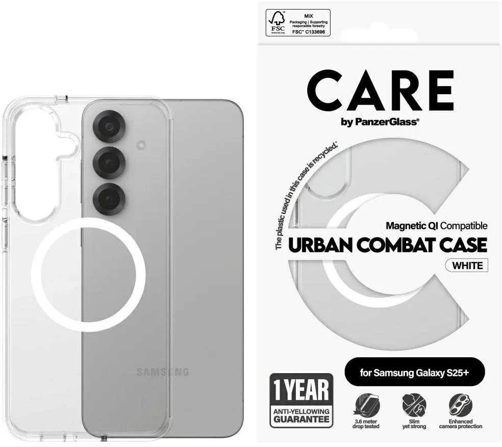 Dėklas Panzer Glass PRIEŽIŪRA Nugaros apsauga | Samsung | Galaxy S25+ | Perdirbtas plastikas | Baltas