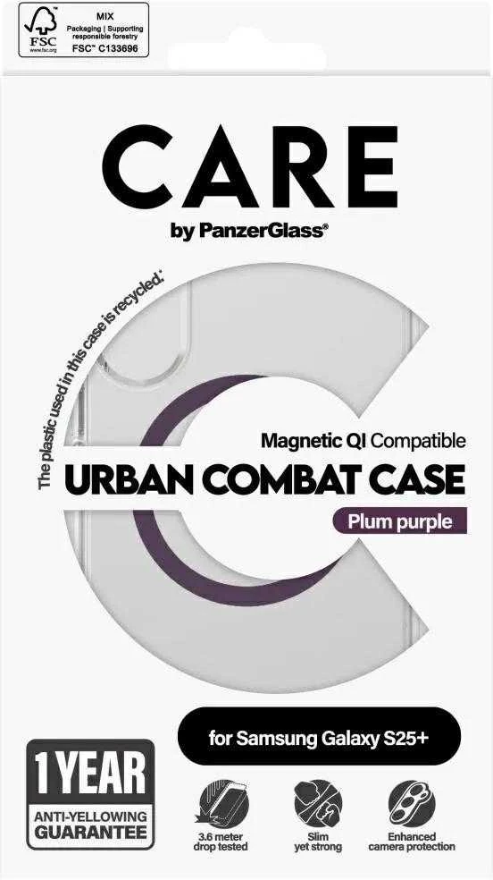 Panzer Glass CARE by PanzerGlass Flagship Urban Combat dėklas telefonui violetinės spalvos QI Samsung Galaxy S25 Plus - dėklas telefonui skaidrus