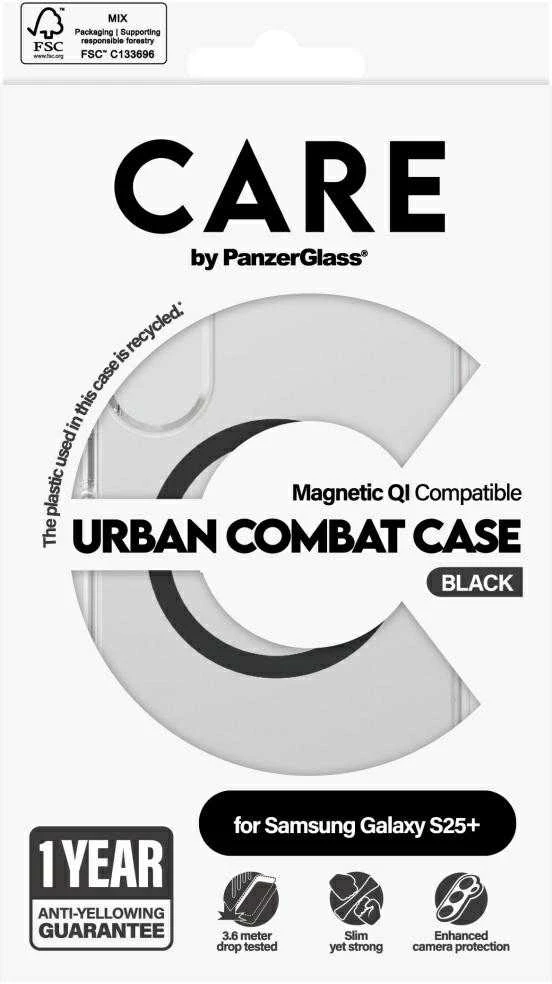 Panzer Glass CARE by PanzerGlass Flagship Urban Combat Juodas QI Samsung Galaxy S25 Plus dėklas telefonui skaidrus