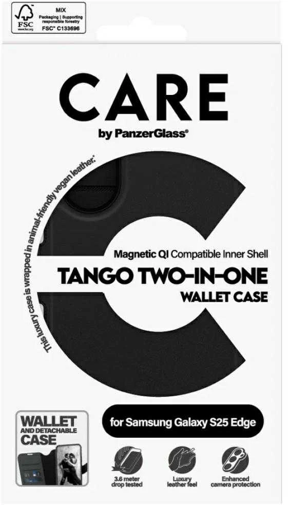 Panzer Glass Dėklas CARE by PanzerGlass Feature Tango 2in1 Wallet Qi skirtas Samsung Galaxy S25 Edge juodos spalvos