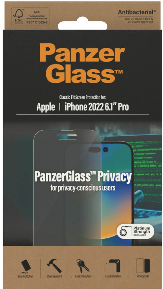 Panzer Glass PanzerGlass | Ekrano apsauga | Apple | iPhone 14 Pro | Stiklas | Juodas | Classic Fit | Privatumas