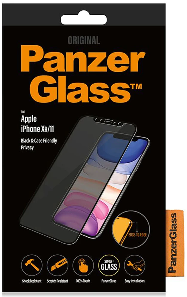 Panzer Glass PanzerGlass | P2665 | Ekrano apsauga | Apple | iPhone Xr/11 | Grūdintas stiklas | Juodas | Konfidencialumo filtras; Viso kadro aprėptis; Nedūžtančios filmas (sulaiko stiklą ir apsaugo nuo stiklo šukių dūžtant); Tinkamas dėklui – suderinamas su visais dėklais; Anti-glare danga (sumažina šviesos atspindį); Mėlyna šviesos mažinimas; Lengvas montavimas su pilnais klijais; Oleofobinis sluoksnis (antibakterinis + antipirštų atspaudas); 100% prisilietimo išsaugojimas; Išlaiko visas telefono funkcijas