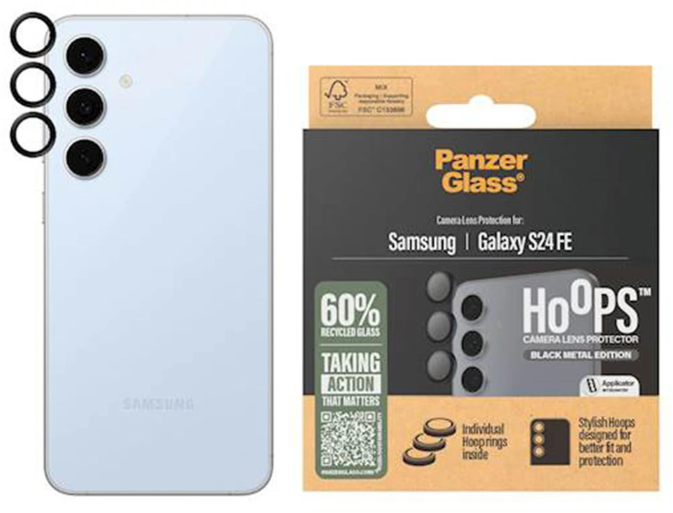 Panzer Glass SAFE by PanzerGlass Hoops kameros apsauga, skirta Samsung Galaxy S24 FE – juoda