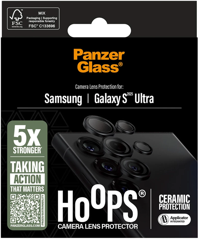 Panzer Glass PanzerGlass Hoops keraminė kameros lęšių apsauga, skirta Samsung Galaxy S25 Ultra – skaidri