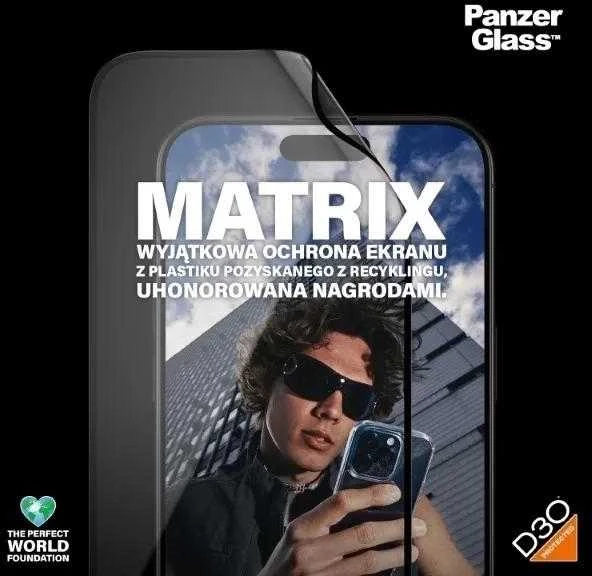 Panzer Glass PanzerGlass™ MATRIX ekrano apsauga su D3O iPhone 15 Pro Max | Itin platus pritaikymas w. AlignerKit