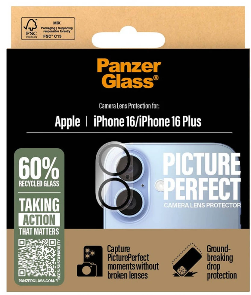Panzer Glass PanzerGlass PicturePerfect kameros objektyvo apsauga, skirta iPhone 16 / 16 Plus – skaidri