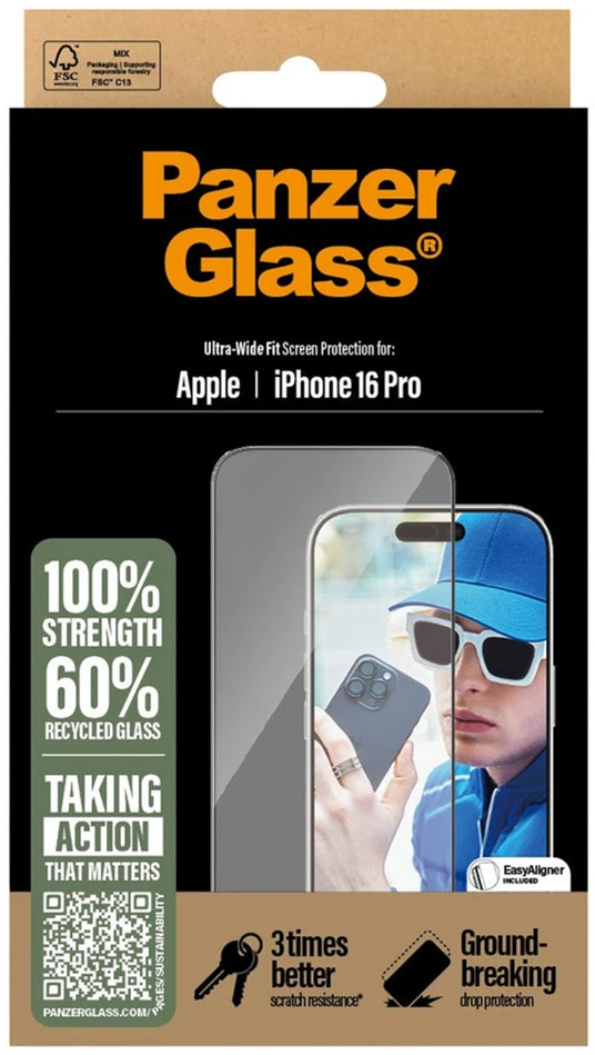 Panzer Glass PanzerGlass Ekrano apsauga | Apple | iPhone 16 Pro | Stiklas | Skaidrus | Itin platus pritaikymas