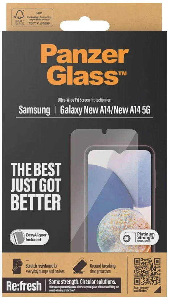 Panzer Glass PanzerGlass Refresh Ultra-Wide Fit antibakterinis ekrano apsauginis stiklas, įskaitant aplikatorių, skirtas Samsung Galaxy A15 (5G)