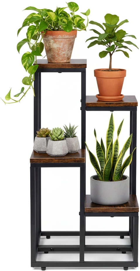 Pastatomas gėlių stovas dekoracijoms, 4 lentynos, Loft stilius, ModernHome