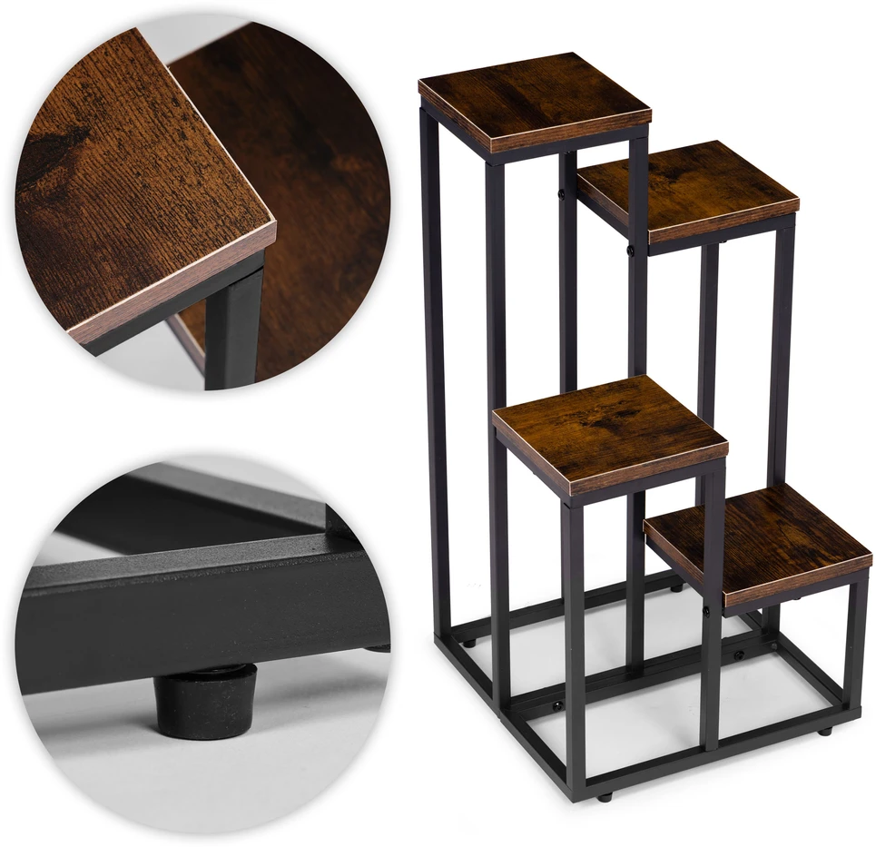Pastatomas gėlių stovas dekoracijoms, 4 lentynos, Loft stilius, ModernHome