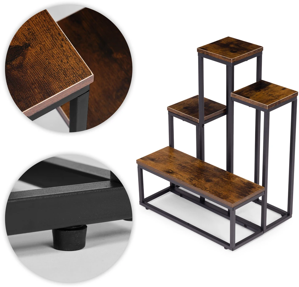 Pastatomas gėlių stovas dekoracijoms, 4 lentynos, Loft stilius, ModernHome