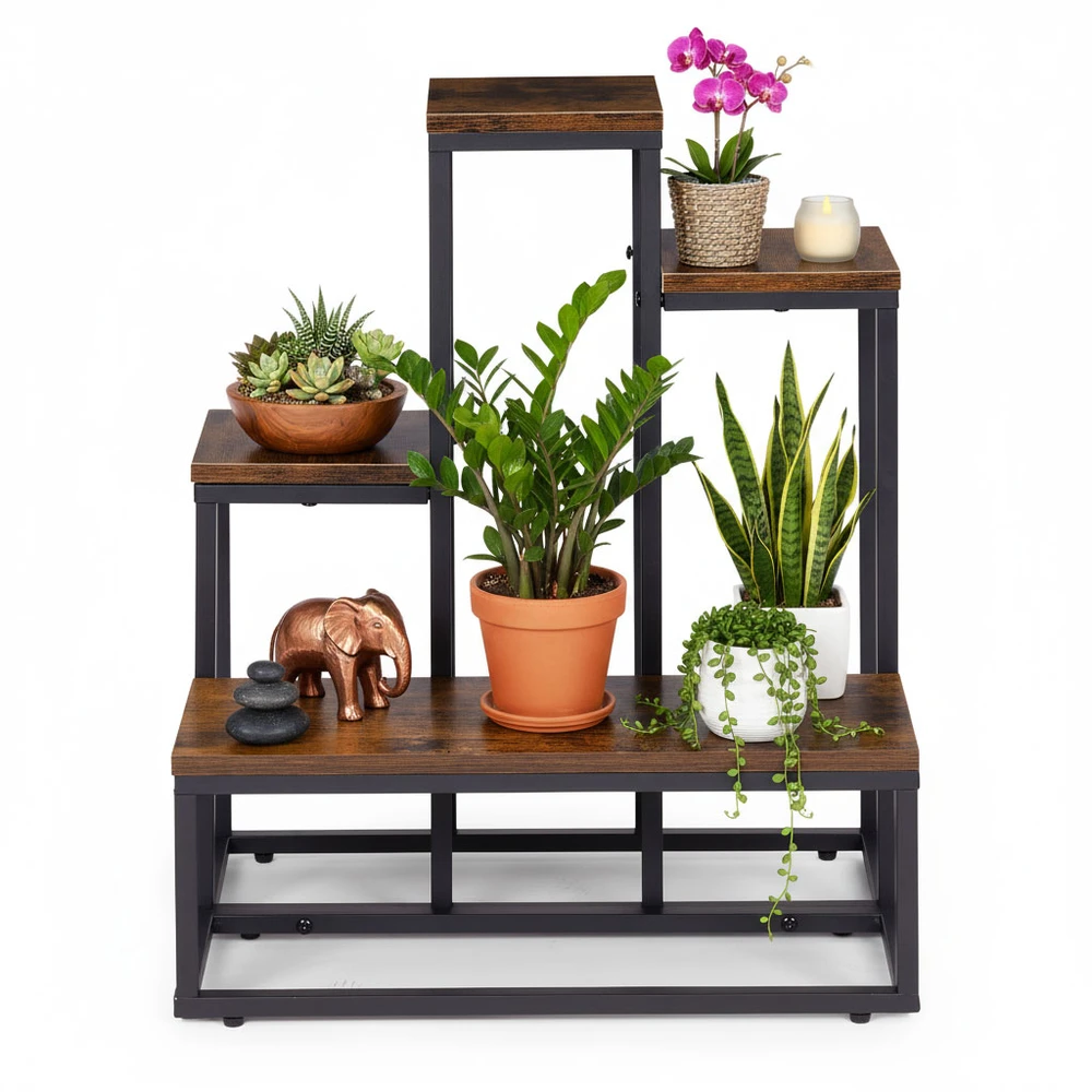 Pastatomas gėlių stovas dekoracijoms, 4 lentynos, Loft stilius, ModernHome