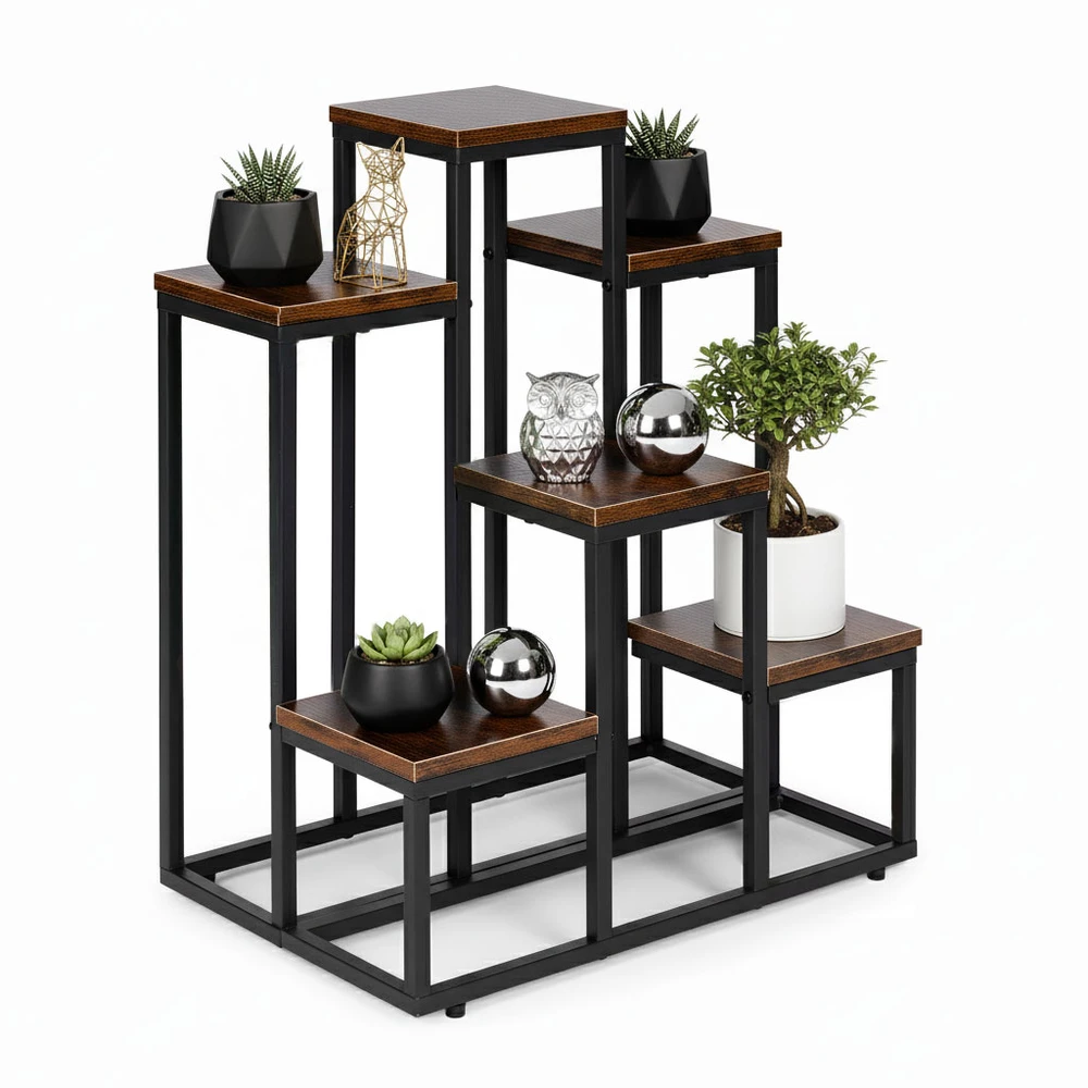 Pastatomas gėlių stovas gėlėms ir dekoracijoms, 6 lentynos, Loft stilius, ModernHome