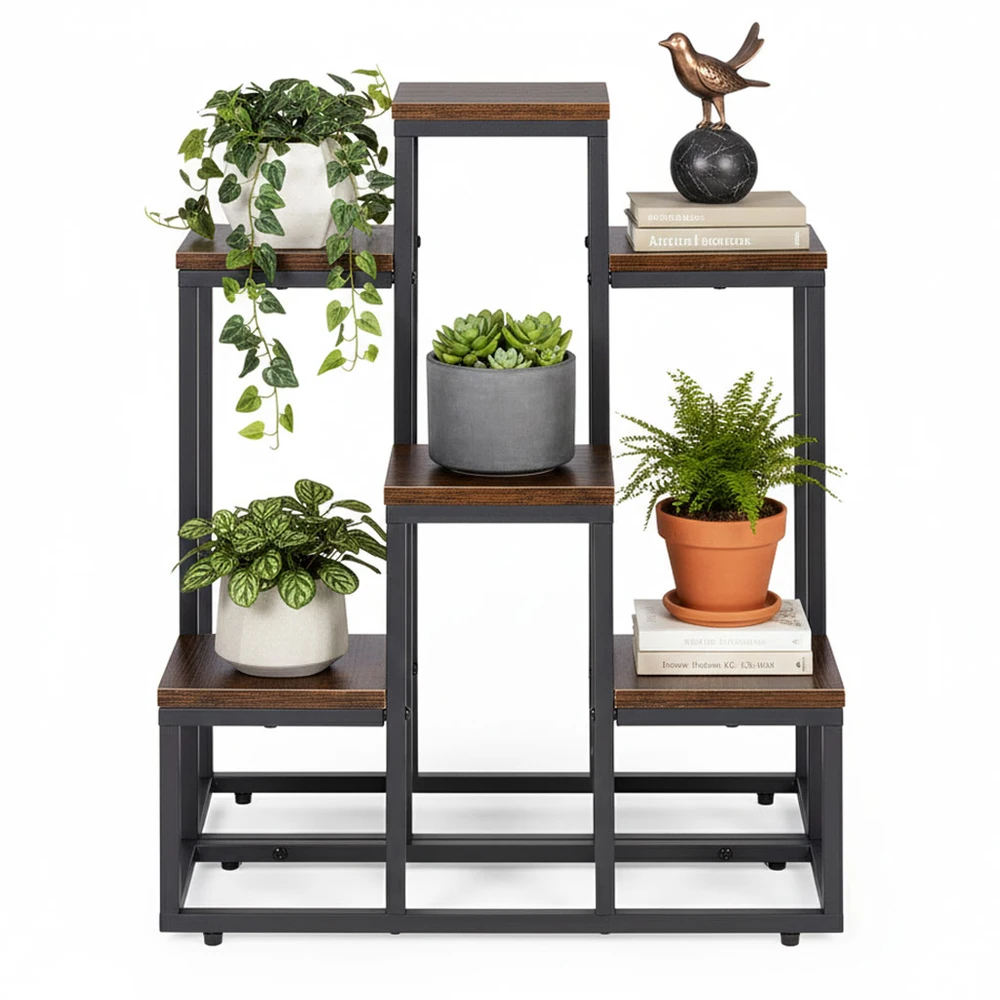 Pastatomas gėlių stovas gėlėms ir dekoracijoms, 6 lentynos, Loft stilius, ModernHome