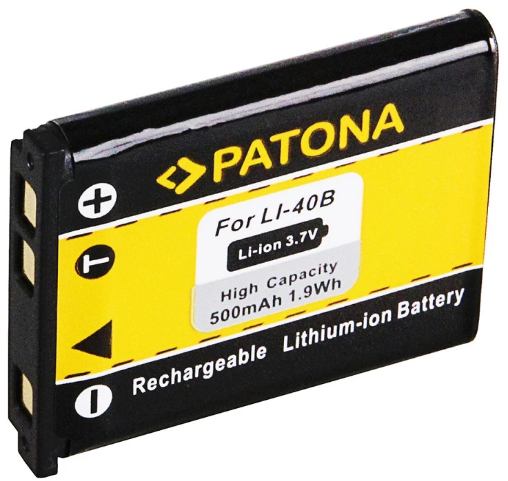 Patona Akumuliatorius 3.7V 500mAh Li-Ion, tinkantis vietoje Nikon Li40B Li42B, Olympus IR-300 FE-5500, Pentax D-LI63 XS70