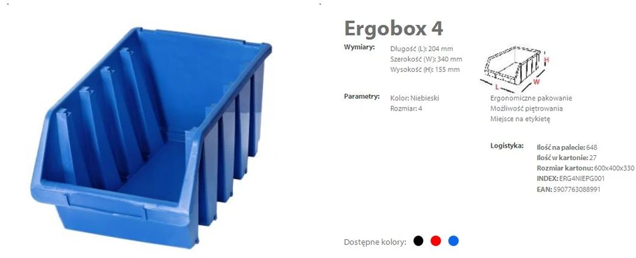 PATROL ERGOBOX 4 MĖLYNA, 204 x 340 x 155mm